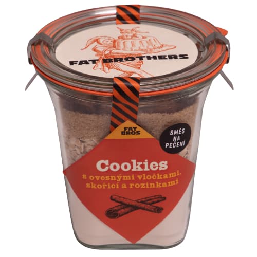 Fat Brothers zmes na pečenie Cookies s ovsenými vločkami a hrozienkami v dóze 500x500