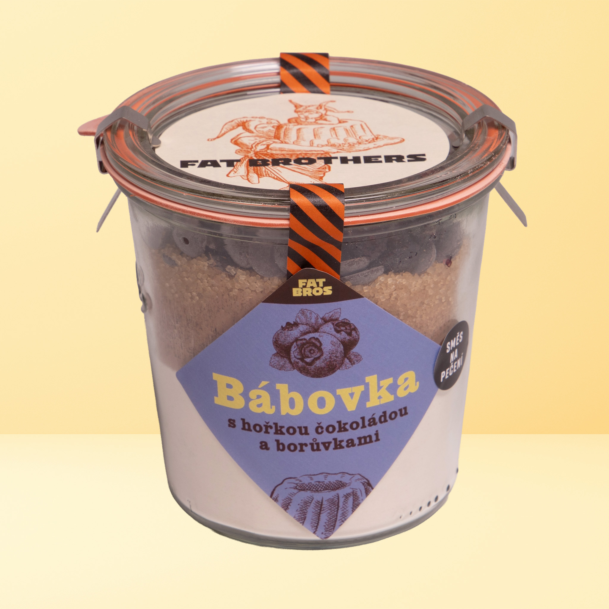 babovka sklo hor coko boruvka Bábovka s horkou čokoládou a čučoriedkami - zmes na pečenie v dóze