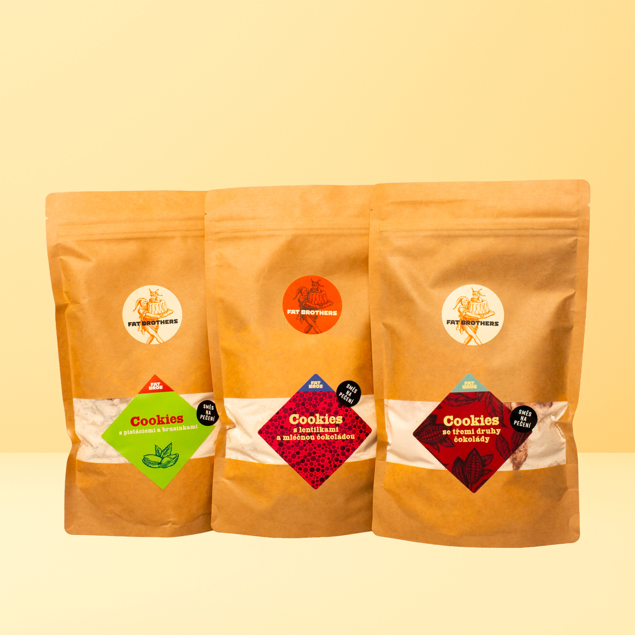 3 cookies pistacie lentilka 3 coko Bezlepkové cookies pre deti - lentilky, čokoláda a pistácie s brusnicami - zmesi na pečenie