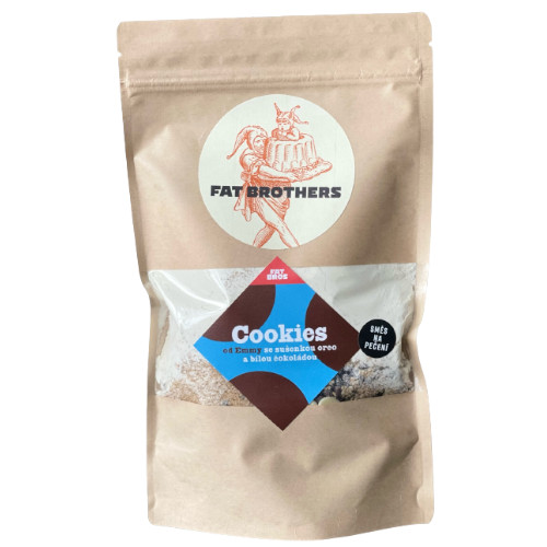 Fat Brothers zmes na pečenie OREO Cookies – koláčiky s bielou a horkou čokoládou v sáčku
