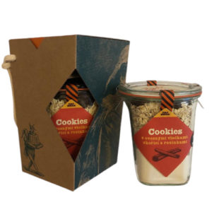 Zdravé Cookies s ovsenými vločkami, hrozienkami a škoricou v dóze v krabičke – NOVINKA