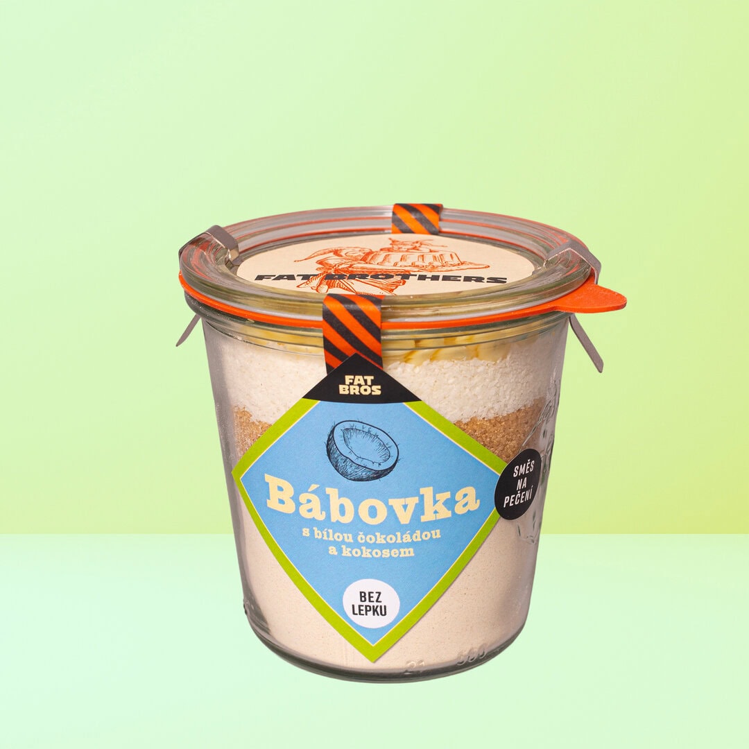 F5056C73-3457-4411-9DC2-26A7396FFD53 Bezlepková bábovka s kokosom a bielou čokoládou - zmes na pečenie v dóze