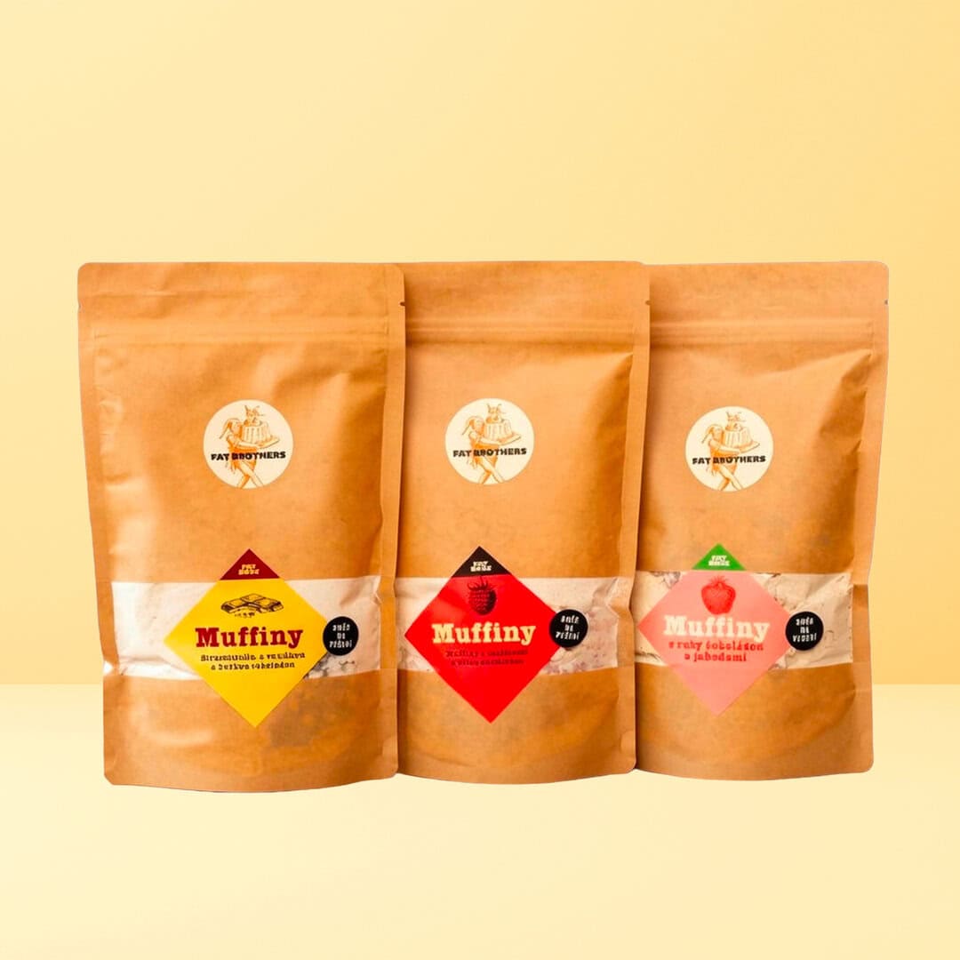 3 muffiny Pestrá sada zmesí na muffiny stracciatella, jahodové a malinové - zmesi na pečenie 36 muffinov