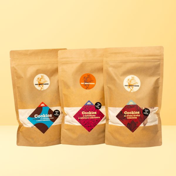 Veselé koláčikové trio - cookies lentilky, čokoláda a oreo