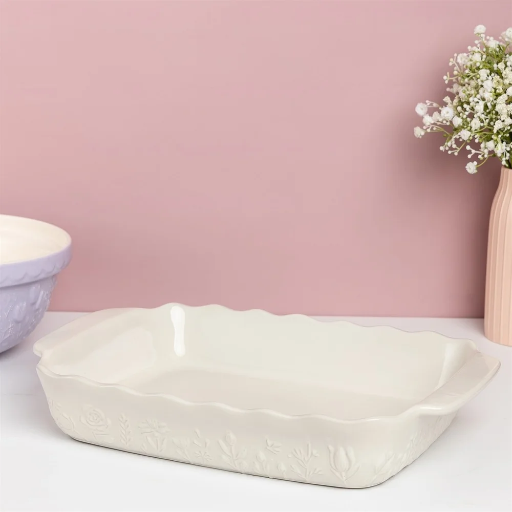 p093952_pug100008 Kameninová zapekacia misa In the Meadow, 33 × 23 cm, krémová